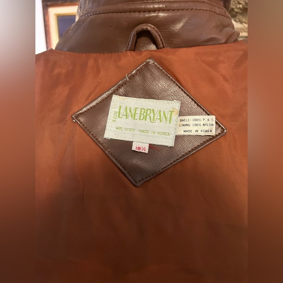 Vtg Faux Leather Pleated Trench Lane Bryant Women’s Large Brown - Picture 3 of 7